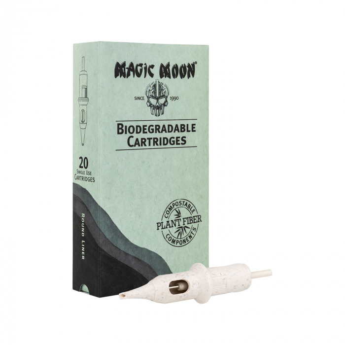 Scatola da 20 cartucce biodegradabili Magic Moon da 0,35 mm Round Liner Long taper